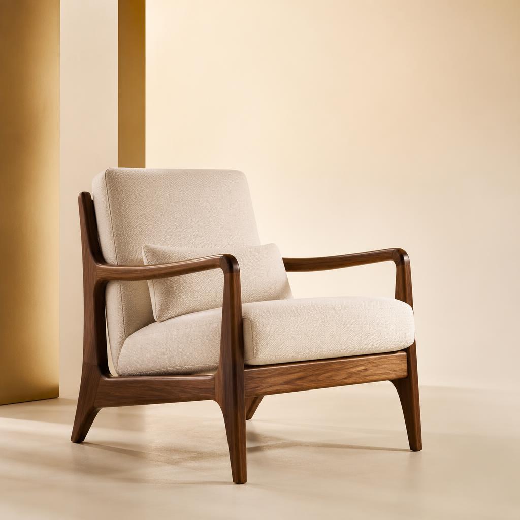 Premium walnut armchair from a furniture catalogue